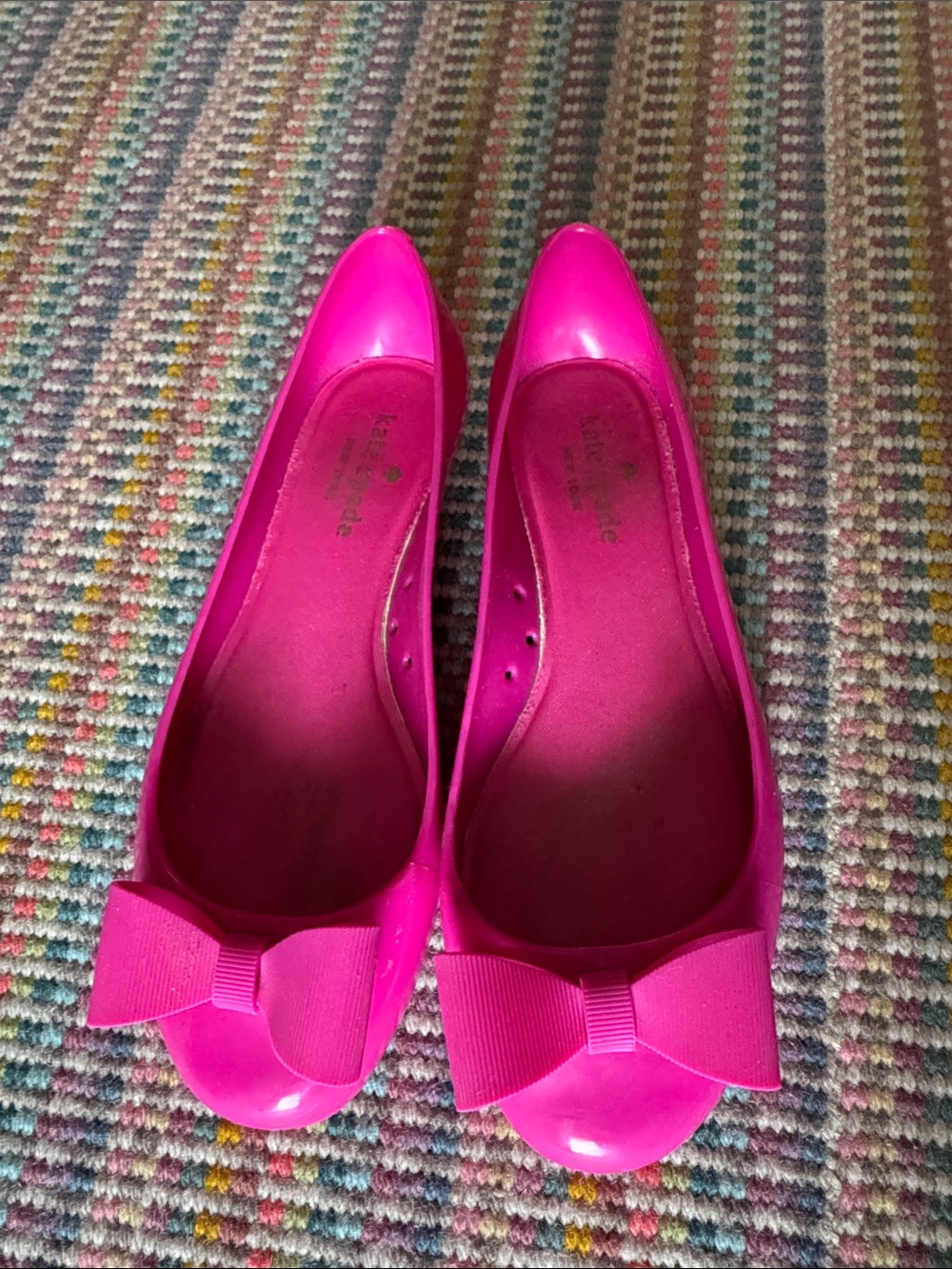 kate spade Hot Pink Patent JELLY Bow Ballet Flats